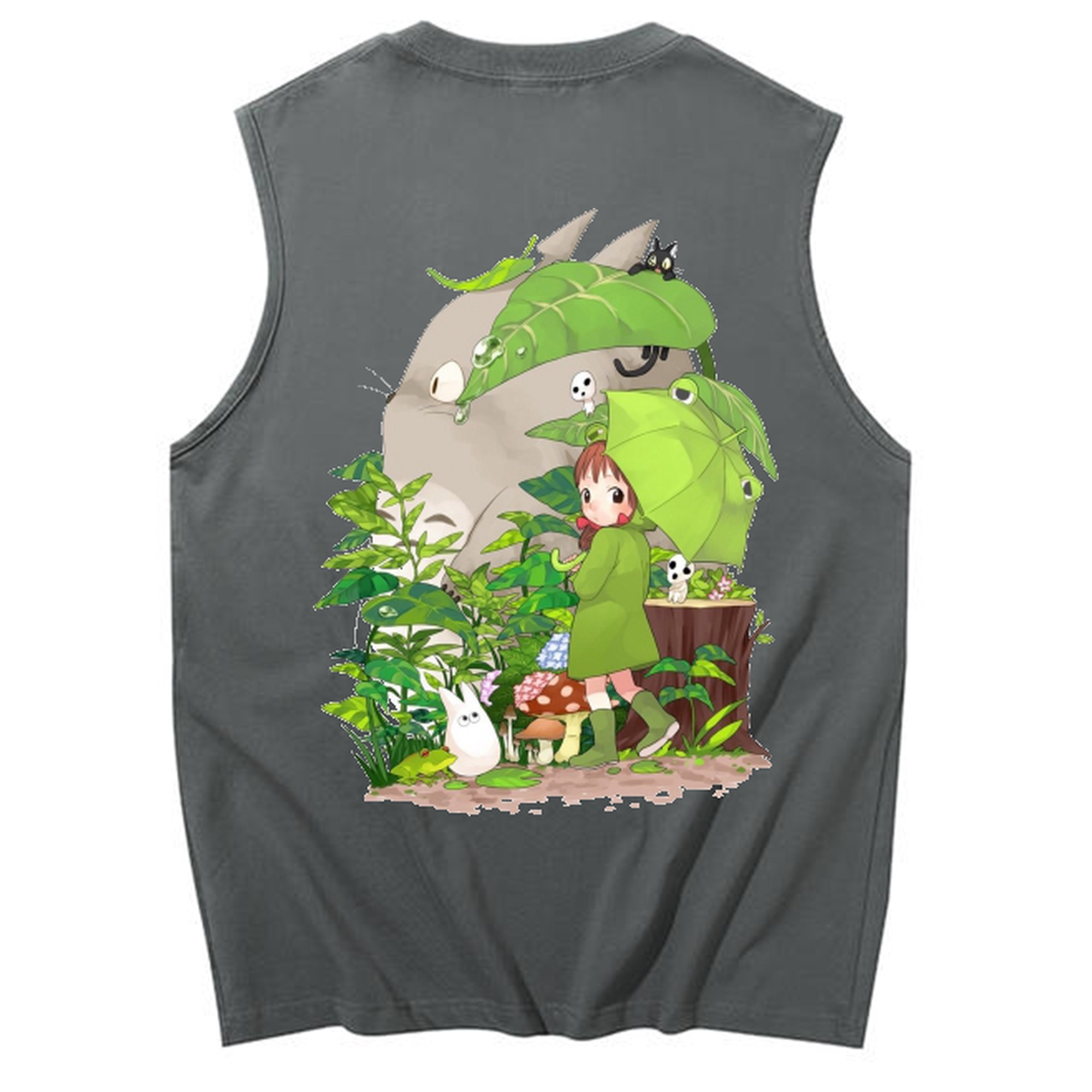 （画像用） となりのトトロ 草壁メイ 草壁サツキ My Neighbor Totoro Satsuki Kusakabe Mei Kusakabe コットン100％タンクトップ（背面プリント）